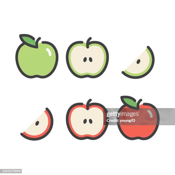 apple line symbole - cores stock-grafiken, -clipart, -cartoons und -symbole