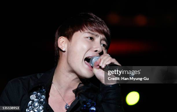 Singer Kim Jun-Su of JYJ performs live on stage during the 2011 The Asia Jewelry Awards on December 6, 2011 in Seoul, South Korea.