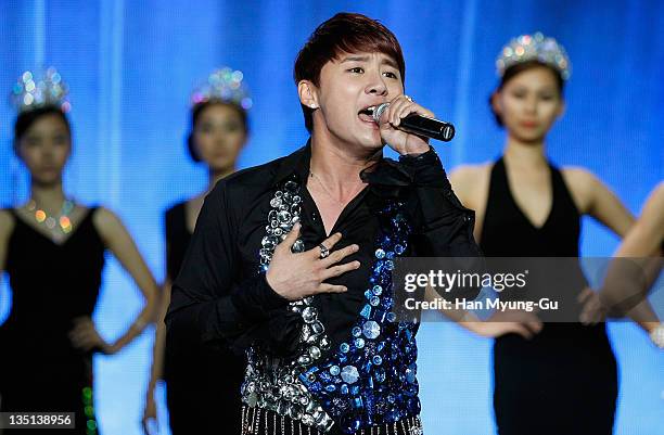 Singer Kim Jun-Su of JYJ performs live on stage during the 2011 The Asia Jewelry Awards on December 6, 2011 in Seoul, South Korea.