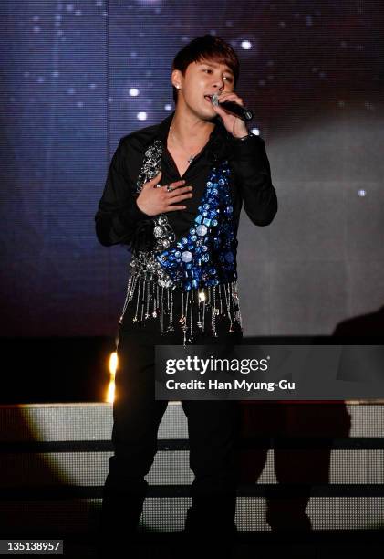 Singer Kim Jun-Su of JYJ performs live on stage during the 2011 The Asia Jewelry Awards on December 6, 2011 in Seoul, South Korea.