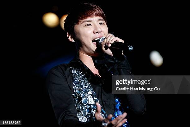 Singer Kim Jun-Su of JYJ performs live on stage during the 2011 The Asia Jewelry Awards on December 6, 2011 in Seoul, South Korea.