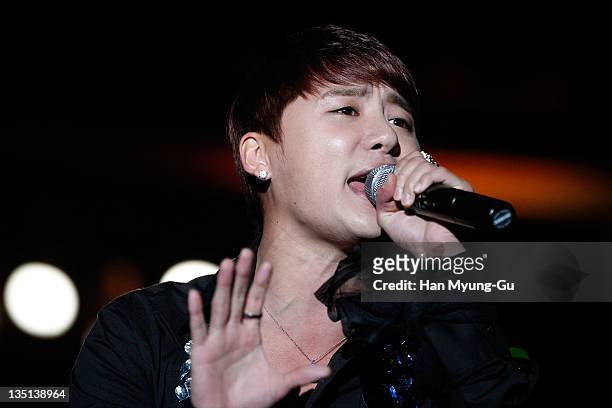 Singer Kim Jun-Su of JYJ performs live on stage during the 2011 The Asia Jewelry Awards on December 6, 2011 in Seoul, South Korea.