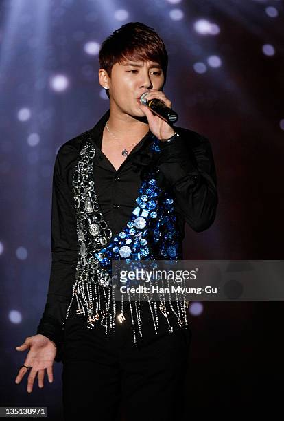 Singer Kim Jun-Su of JYJ performs live on stage during the 2011 The Asia Jewelry Awards on December 6, 2011 in Seoul, South Korea.