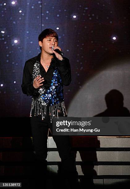 Singer Kim Jun-Su of JYJ performs live on stage during the 2011 The Asia Jewelry Awards on December 6, 2011 in Seoul, South Korea.