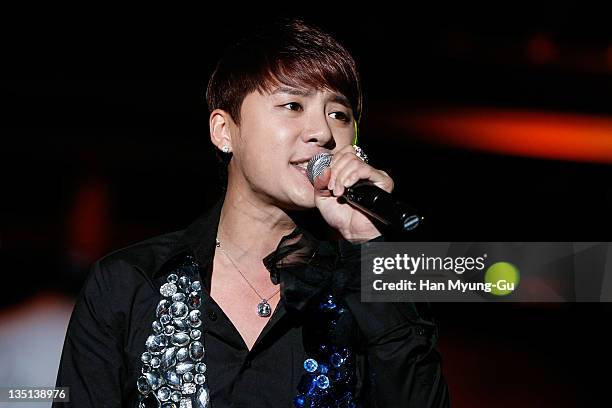 Singer Kim Jun-Su of JYJ performs live on stage during the 2011 The Asia Jewelry Awards on December 6, 2011 in Seoul, South Korea.