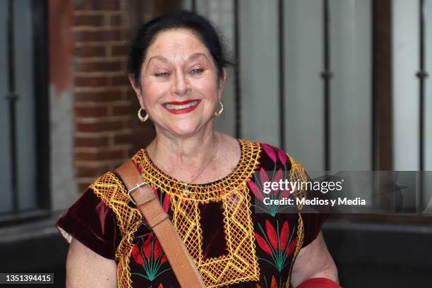 Angélica Aragón poses as filming starts for 'El Águila y El Gusano' on November 4, 2021 in Mexico City, Mexico.