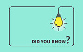 Did you know. Light bulb on green background. Creative idea and inspiration concept.Vector illustration