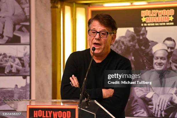 Actor/director Anson Williams speaks at a pre-Veterans Day tribute at the signing event for the book "Dear Bob: Bob Hope's Wartime Correspondence...