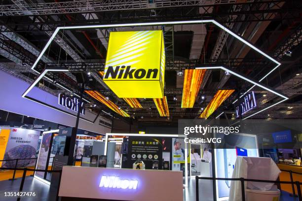Nikon booth is seen during the 4th China International Import Expo at the National Exhibition and Convention Center on November 4, 2021 in Shanghai,...