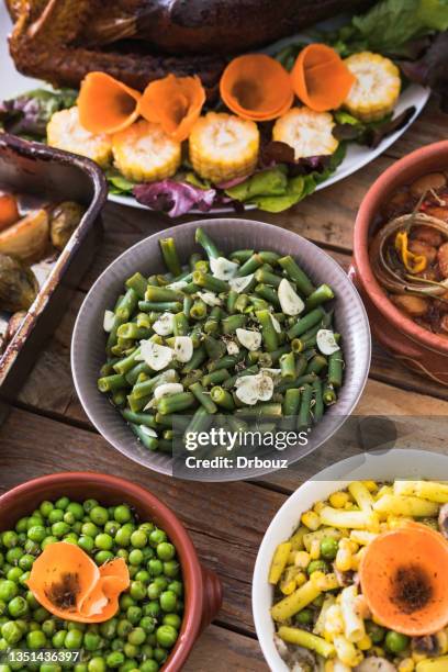 green beans salad, close up - side dish stock pictures, royalty-free photos & images