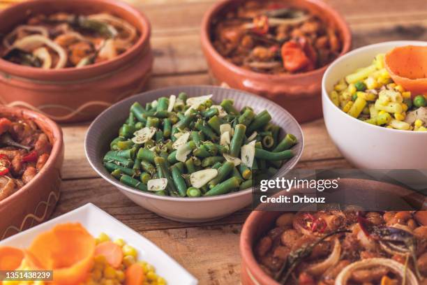 green beans salad, close up - side dish stock pictures, royalty-free photos & images