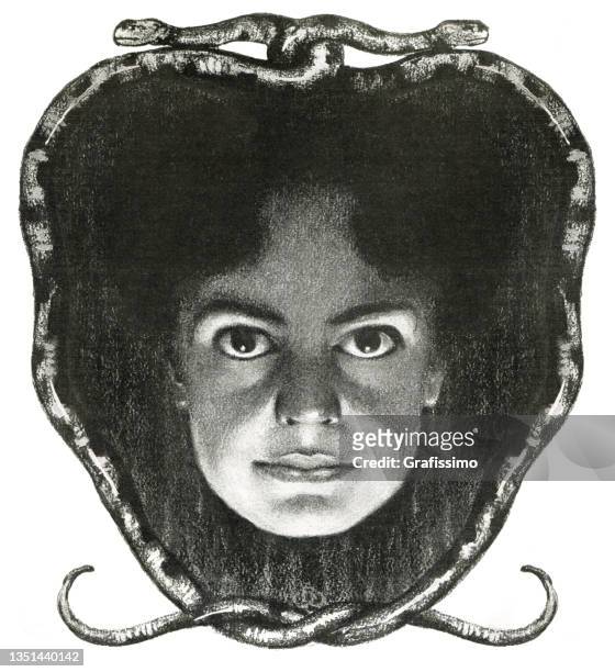 ヘビのアールヌーボー1897であなたを見つめている女性 - ゴルゴン点のイラスト素材／クリップアート素材／マンガ素材／アイコン素材