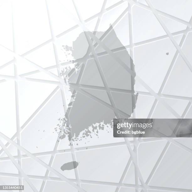 bildbanksillustrationer, clip art samt tecknat material och ikoner med south korea map with mesh network on white background - south korea