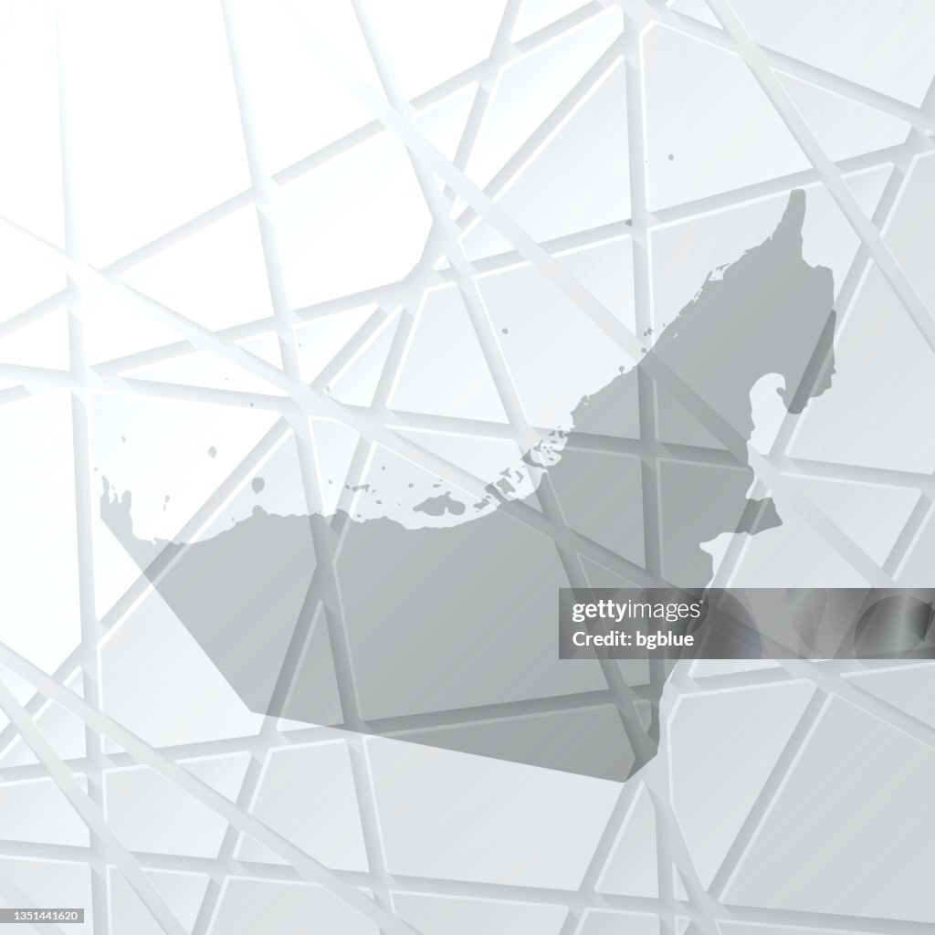 United Arab Emirates map with mesh network on white background