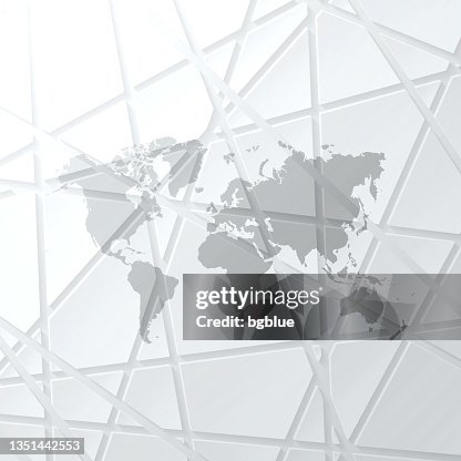 World Map With Mesh Network On White Background High-Res Vector Graphic ...