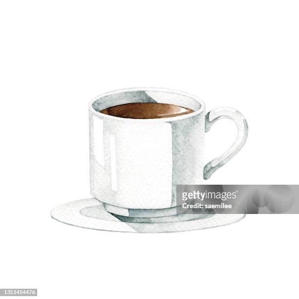 watercolor cup of coffee - coffee crop stock illustrations