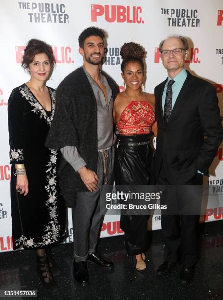 Jacqueline Antaramian, Ahmad Maksoud, Alysha Deslorieux and David Hyde Pierce pose at the opening night of the new musical based on the 2008 film...