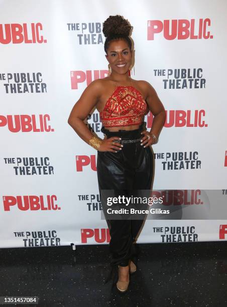 Alysha Deslorieux poses at the opening night of the new musical based on the 2008 film "The Visitor" at The Public Theater on November 4, 2021 in New...