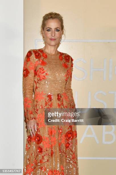 Gillian Anderson attends the Fashion Trust Arabia Prize Gala on November 3, 2021 at the National Museum of Qatar in Doha. The FTA Prizes were awarded...