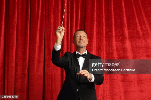 The television presenter Amadeus , artistic director of Sanremo 2020, during a shoot at the Teatro delle Vittorie. Rome , September 17th, 2019