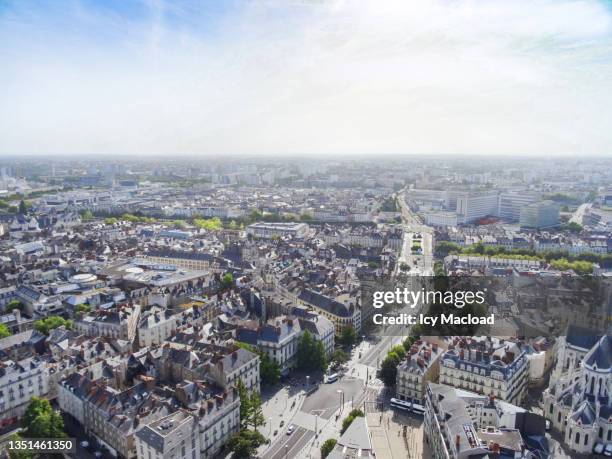 overview of the city of nantes - france - nantes summer stock pictures, royalty-free photos & images