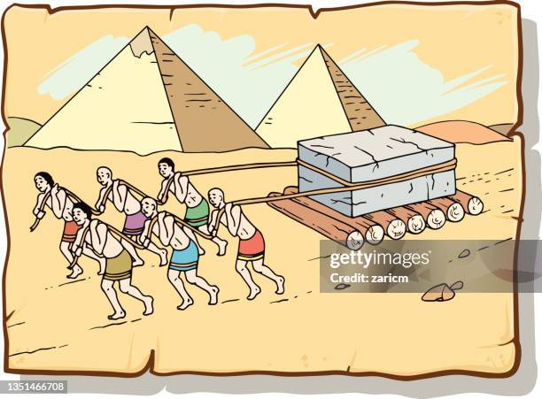 ilustraciones, imágenes clip art, dibujos animados e iconos de stock de la construcción de la pirámide en egipto en la antigüedad usa a los hombres para ser esclavos - egito