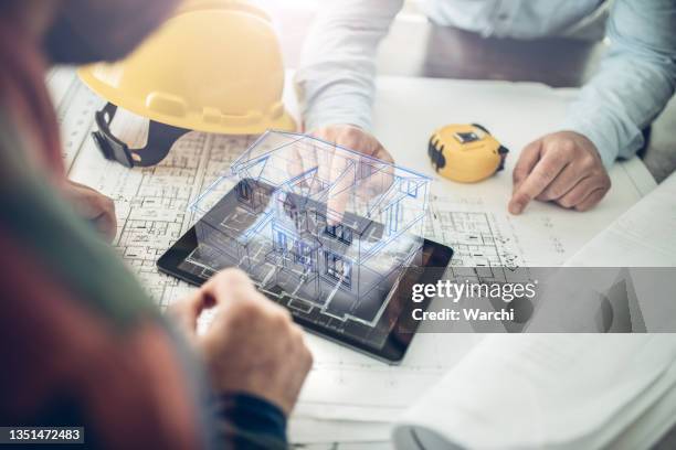 house project in virtual reality - bouwwerkinformatiemodel stockfoto's en -beelden