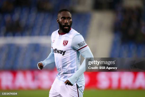 Arthur Masuaku of West Ham United looks on during the Group H - UEFA Europa League match between KRC Genk and West Ham United at Cegeka Arena on...