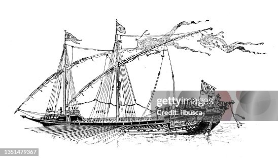 Antique illustration: Galley ship Antique illustration: Galley ship