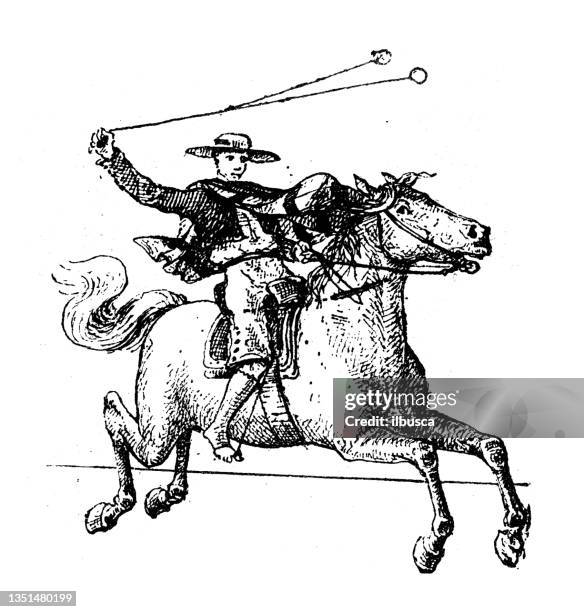 ilustrações de stock, clip art, desenhos animados e ícones de antique illustration: gaucho - cultura argentina