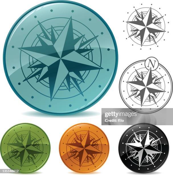 compass icon - orienteering stock illustrations
