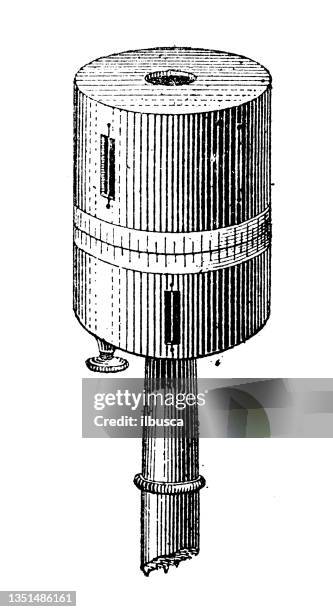 antique illustration: goniometer - protractor drawing stock illustrations