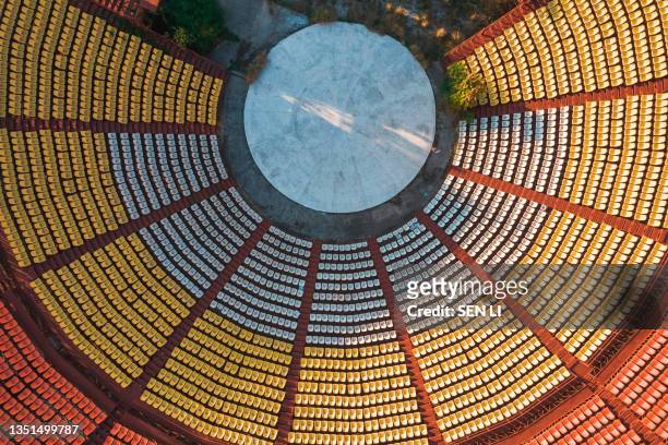 aerial view of the odeon building on the lycabettus hill in athens, greece - greece city photos et images de collection