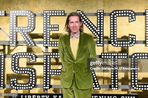 Wes Anderson attends the Italian première of the “The French Dispatch” by Wes Anderson at Fondazione Prada on November 04, 2021 in Milan, Italy.