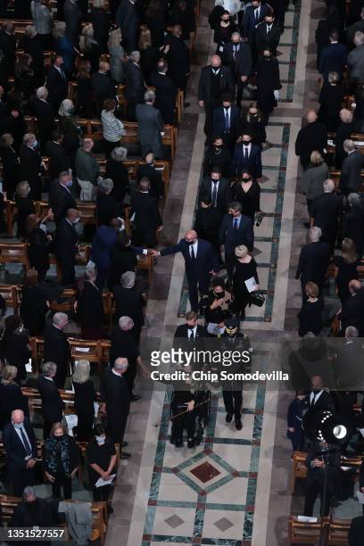 Alma Powell, widow of former Secretary of State Colin Powell. Leads family and friends out of Washington National Cathedral following her husband's...