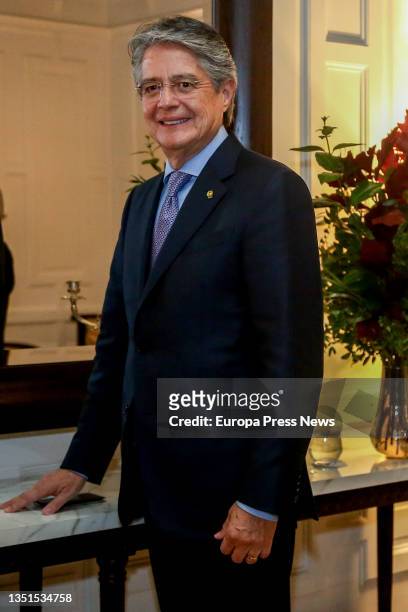 President of Ecuador, Guillermo Lasso, poses after an interview for Europa Press, at the Ritz Hotel, on November 5 in Madrid, Spain. The interview...