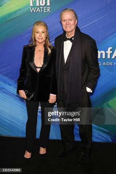 Kathy Hilton and Rick Hilton attend the 2021 amfAR Gala Los Angeles at Pacific Design Center on November 04, 2021 in West Hollywood, California.