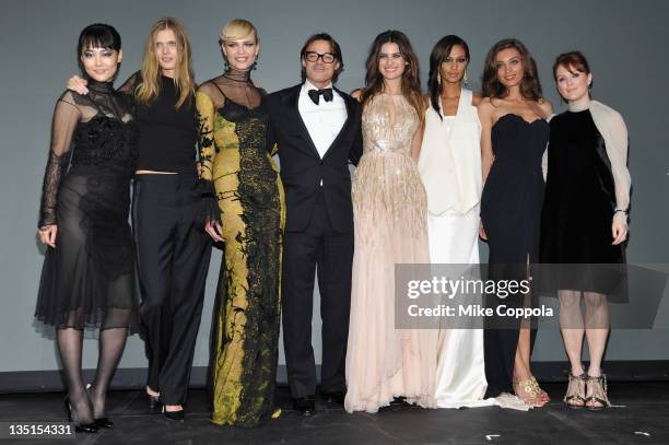 Rinko Kikuchi, Malgosia Bela, Natasha Poly, Photographer Mario Sorrenti, Isabeli Fontana, Joan Smalls, Margareth Made and Julianne Moore pose onstage...