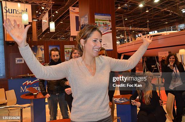 Maud Fontenoy attends the Maud Fontenoy Foundation launch of Antarctic Exhibition at the Salon Nautique Parc des Expositions Porte de Versailles on...