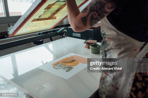 Printmaker Working 125 Screen Printing Press Stock Photos, High-Res Pictures, and Images ...
