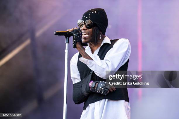 Yves Tumor performs during 2021 Astroworld Festival at NRG Park on November 05, 2021 in Houston, Texas.