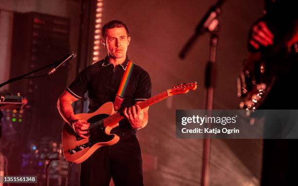 Dan Rothman of London Grammar performs at O2 Academy Birmingham on November 05, 2021 in Birmingham, England.