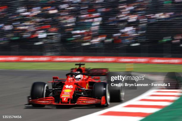 Charles Leclerc of Monaco driving the Scuderia Ferrari SF21 during practice ahead of the F1 Grand Prix of Mexico at Autodromo Hermanos Rodriguez on...