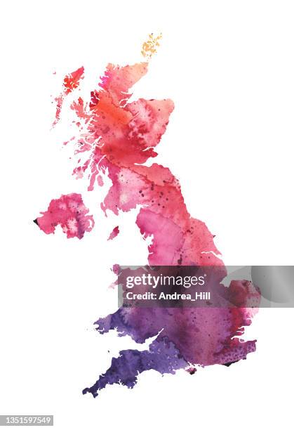 united kingdom map watercolor painting. raster illustration. - scotland map stock illustrations