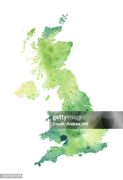 united kingdom map watercolor painting. raster illustration. - scotland stock illustrations stock illustrations