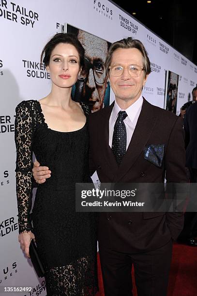 Actor Gary Oldman and Alexandra Edenborough arrive at the premiere of Focus Features' "Tinker, Tailor, Soldier, Spy" at Arclight Cinema's Cinerama...