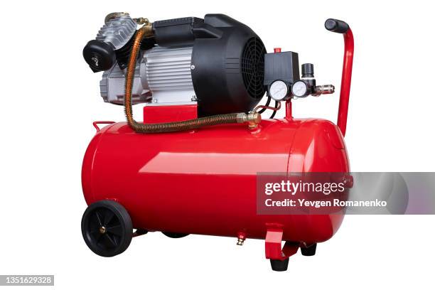 air compressor isolated on white background - gas compressor stock pictures, royalty-free photos & images