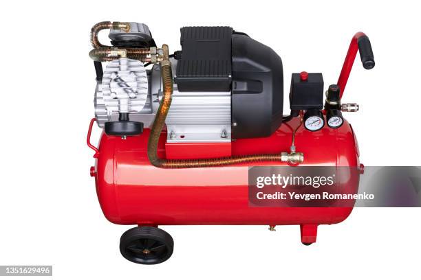 air compressor isolated on white background - compresor de aire fotografías e imágenes de stock