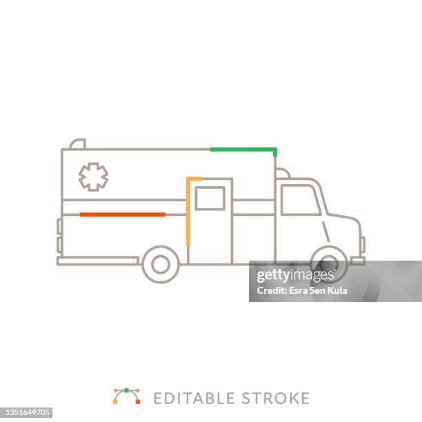 ambulance multicolor line icon with editable stroke - speeding ambulance stock illustrations