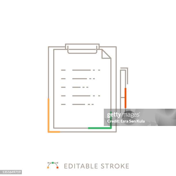 document and pen multicolor line icon with editable stroke - blank folder white background stock illustrations